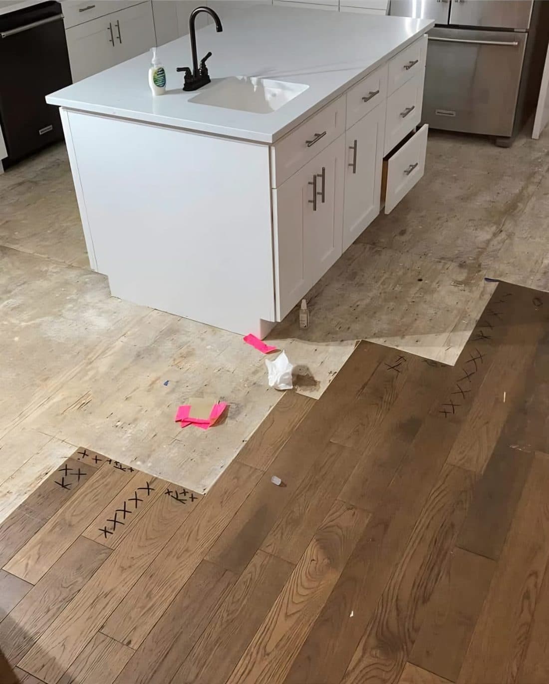 Engineered Flooring Repair — planks being removed